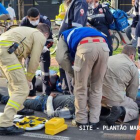 Motociclista e pedestre ficam feridos após grave acidente em Maringá Foto 2 Fotos de Motociclista e pedestre ficam feridos após grave acidente em Maringá