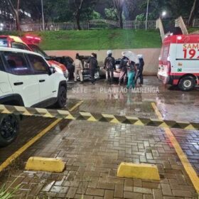 Carro com três estudantes cai de estacionamento de faculdade em Maringá Foto 2 Fotos de Carro com três estudantes cai de estacionamento de faculdade em Maringá