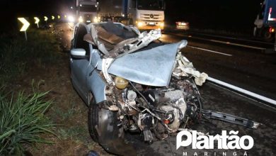 Fotos de Veículo invade pista contrária e bate em dois caminhões e deixa dois moradores de Maringá com ferimentos graves