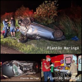 Fotos de Dois carros capotam após colisão e deixa sete pessoas feridas em Maringá