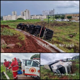 Carreta tomba na alça de acesso do viaduto da PR-323 com a PR-317, em Maringá Foto 14 Fotos de Carreta tomba na alça de acesso do viaduto da PR-323 com a PR-317, em Maringá