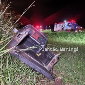 Fotos de Motorista é ejetado para fora de carro após capotamento em Marialva