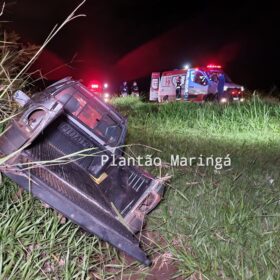 Fotos de Motorista é ejetado para fora de carro após capotamento em Marialva