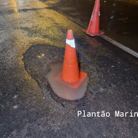 Buraco em avenida provoca queda de motociclistas em Maringá; uma das vítimas foi socorrida com ferimentos graves Foto 6 Fotos de Buraco em avenida provoca queda de motociclistas em Maringá; uma das vítimas foi socorrida com ferimentos graves