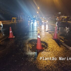 Buraco em avenida provoca queda de motociclistas em Maringá; uma das vítimas foi socorrida com ferimentos graves Foto 10 Fotos de Buraco em avenida provoca queda de motociclistas em Maringá; uma das vítimas foi socorrida com ferimentos graves