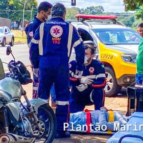 Motociclista bate na traseira de caminhão e sofre ferimentos graves na perna em Maringá Foto 2 Fotos de Motociclista bate na traseira de caminhão e sofre ferimentos graves na perna em Maringá