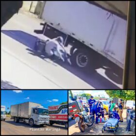Motociclista bate na traseira de caminhão e sofre ferimentos graves na perna em Maringá Foto 3 Fotos de Motociclista bate na traseira de caminhão e sofre ferimentos graves na perna em Maringá