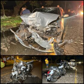 Motociclista tenta desviar de buraco e bate de frente com carro, em Maringá Foto 1 Fotos de Motociclista tenta desviar de buraco e bate de frente com carro, em Maringá