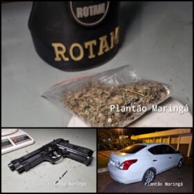 Rotam prende trio com carro roubado, droga, e simulacro de pistola em Maringá Foto 1 Fotos de Rotam prende trio com carro roubado, droga, e simulacro de pistola em Maringá