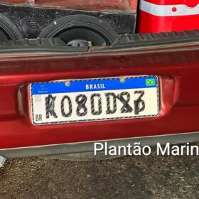 Jovens são presos com arma e carro com placas adulteradas em Maringá Foto 1 Fotos de Jovens são presos com arma e carro com placas adulteradas em Maringá