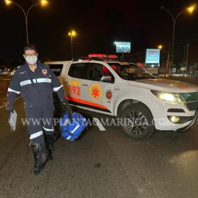 Fotos de Casal fica ferido após bater moto contra alambrado na Avenida Colombo em Maringá
