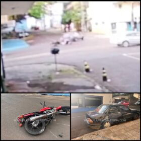 Carro avança preferencial e deixa motociclista em estado grave, em Maringá Foto 1 Fotos de Carro avança preferencial e deixa motociclista em estado grave, em Maringá