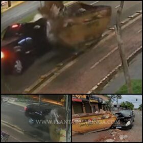 Motorista fica ferido após carro bater em contêiner de entulho em Maringá Foto 1 Fotos de Motorista fica ferido após carro bater em contêiner de entulho em Maringá