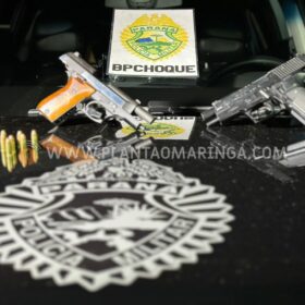 Homem é encaminhado para Delegacia de Maringá após ser flagrado com arma de fogo Foto 4 Fotos de Homem é encaminhado para Delegacia de Maringá após ser flagrado com arma de fogo