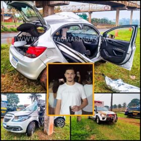 Jovem de 20 anos morre ao bater em coluna de passarela em Maringá Foto 1 Fotos de Jovem de 20 anos morre ao bater em coluna de passarela em Maringá