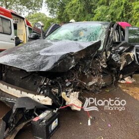 Carro de luxo fica destruído após bater contra árvore em Maringá Foto 7 Fotos de Carro de luxo fica destruído após bater contra árvore em Maringá