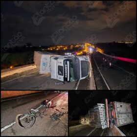 Ciclista morre atropelado e carreta tomba no Contorno Norte de Maringá Foto 8 Fotos de Ciclista morre atropelado e carreta tomba no Contorno Norte de Maringá
