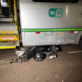 Moto vai parar embaixo de ônibus após acidente em Maringá Foto 5 Fotos de Moto vai parar embaixo de ônibus após acidente em Maringá