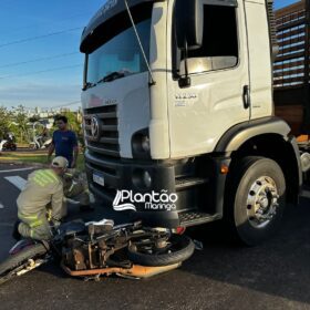Mulher vai parar embaixo de caminhão após acidente em Maringá Foto 3 Fotos de Mulher vai parar embaixo de caminhão após acidente em Maringá