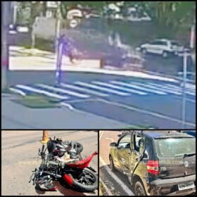 Câmera de segurança registra carro avançando preferencial e causando grave acidente em Maringá Foto 1 Fotos de Câmera de segurança registra carro avançando preferencial e causando grave acidente em Maringá