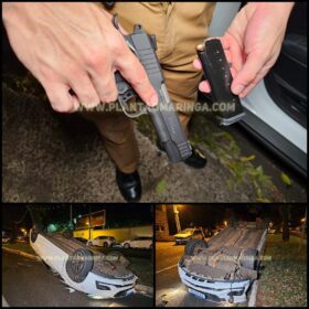 Motorista com suspeita de estar embriagado é preso com arma de fogo após causar acidente em Maringá Foto 8 Fotos de Motorista com suspeita de estar embriagado é preso com arma de fogo após causar acidente em Maringá