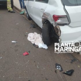 Carro capota após colisão em Maringá; câmera de segurança registra acidente Foto 3 Fotos de Carro capota após colisão em Maringá; câmera de segurança registra acidente