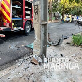 Motorista perde controle de carro e bate em poste em Maringá; vídeo mostra momento do acidente Foto 4 Fotos de Motorista perde controle de carro e bate em poste em Maringá; vídeo mostra momento do acidente