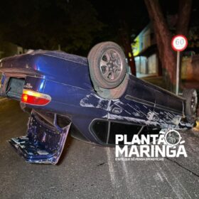 Motorista com suspeita de embriaguez capota carro após bater em árvore em Maringá Foto 2 Fotos de Motorista com suspeita de embriaguez capota carro após bater em árvore em Maringá