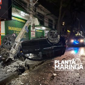 Motorista que estaria perseguindo ladrões sofre acidente em Maringá Foto 1 Fotos de Motorista que estaria perseguindo ladrões sofre acidente em Maringá