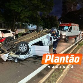 Câmera de segurança registra capotamento após colisão em Maringá Foto 2 Fotos de Câmera de segurança registra capotamento após colisão em Maringá