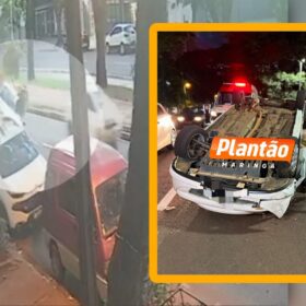 Câmera de segurança registra capotamento após colisão em Maringá Foto 1 Fotos de Câmera de segurança registra capotamento após colisão em Maringá