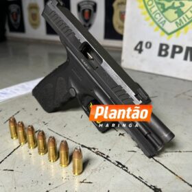Fotos de Homem é preso após disparar arma de fogo em frente à equipe da Rotam em Maringá