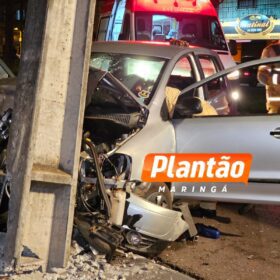 Motorista suspeito de estar embriagado fica gravemente ferido após acidente em Maringá Foto 1 Fotos de Motorista suspeito de estar embriagado fica gravemente ferido após acidente em Maringá