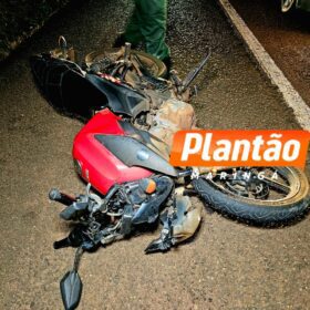 Motociclista fica gravemente ferido após bater na traseira de caminhão em Maringá Foto 1 Fotos de Motociclista fica gravemente ferido após bater na traseira de caminhão em Maringá