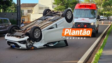 Fotos de Advogado fica ferido após capotamento na Avenida Gastão Vidigal, em Maringá