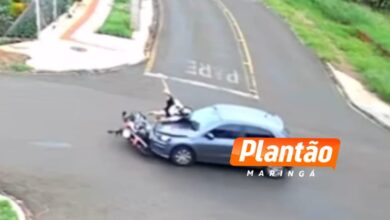 Fotos de Motociclista fica ferido após colisão em cruzamento no centro de Maringá