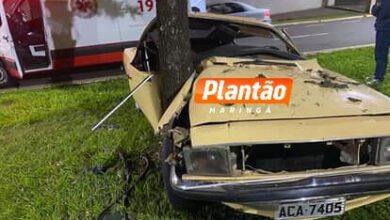 Fotos de Motorista sem habilitação perde controle e bate opala contra árvore em Maringá