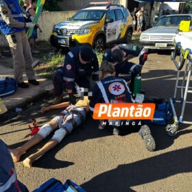 Adolescente fica ferido após bater mobilete contra carro em Maringá Foto 1 Fotos de Adolescente fica ferido após bater mobilete contra carro em Maringá