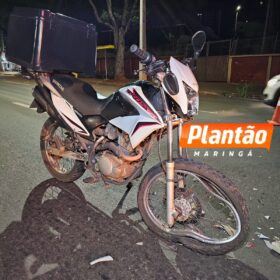 Motociclista sofre fratura exposta de fêmur após colisão na Avenida Colombo, em Maringá Foto 4 Fotos de Motociclista sofre fratura exposta de fêmur após colisão na Avenida Colombo, em Maringá
