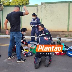 Fotos de Câmera registra homem sendo atropelado por motocicleta em Maringá