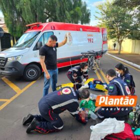 Fotos de Câmera registra homem sendo atropelado por motocicleta em Maringá