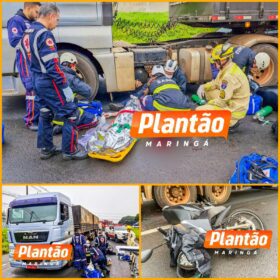 Fotos de Mulher é intubada após ser atropelada por carreta em Maringá ao cair de moto