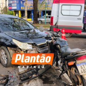 Fotos de Mulher sofre ferimentos graves após colisão entre carro e moto em Maringá; veja o flagrante
