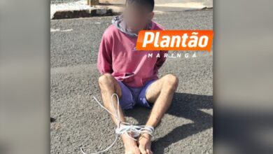 Fotos de Suspeito de furto é amarrado por populares em Maringá