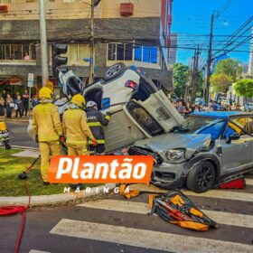 Câmera de segurança flagra acidente com capotamento em Maringá Foto 5 Fotos de Câmera de segurança flagra acidente com capotamento em Maringá