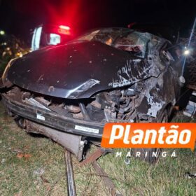 Dois jovens ficam feridos em capotamento no Contorno Sul, em Maringá Foto 2 Fotos de Dois jovens ficam feridos em capotamento no Contorno Sul, em Maringá