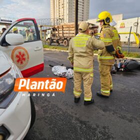 Fotos de Motociclista morre ao ser atropelado por caminhão na Avenida Colombo em Maringá