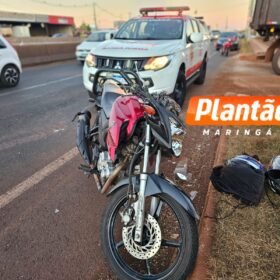 Fotos de Acidente entre moto e caminhão deixa motociclista gravemente ferido em Maringá