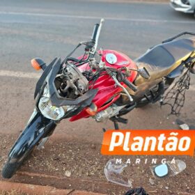 Fotos de Acidente entre moto e caminhão deixa motociclista gravemente ferido em Maringá