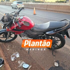 Fotos de Acidente entre moto e caminhão deixa motociclista gravemente ferido em Maringá